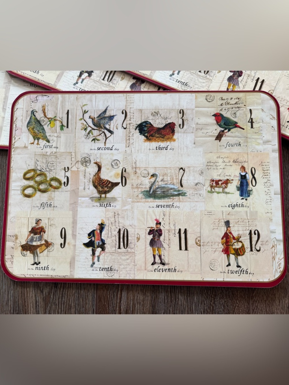 Williams Sonoma Cork Placemats 12 Days of Christmas ultra rare